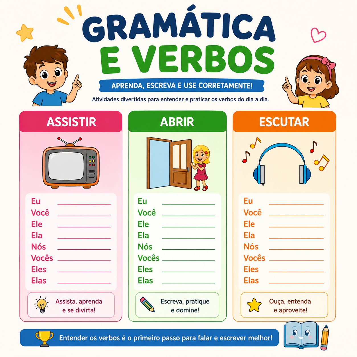 Capa do bônus Gramática Infantil + Verbos