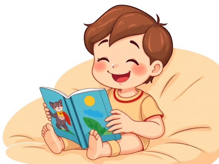 Criança feliz lendo um livro